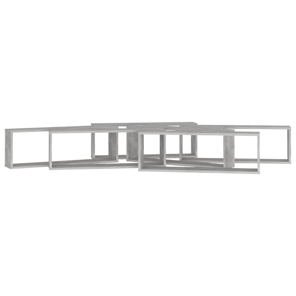 Étagères cubiques, lot de 6, gris béton, 80 x 15 x 26,5 cm, en bois