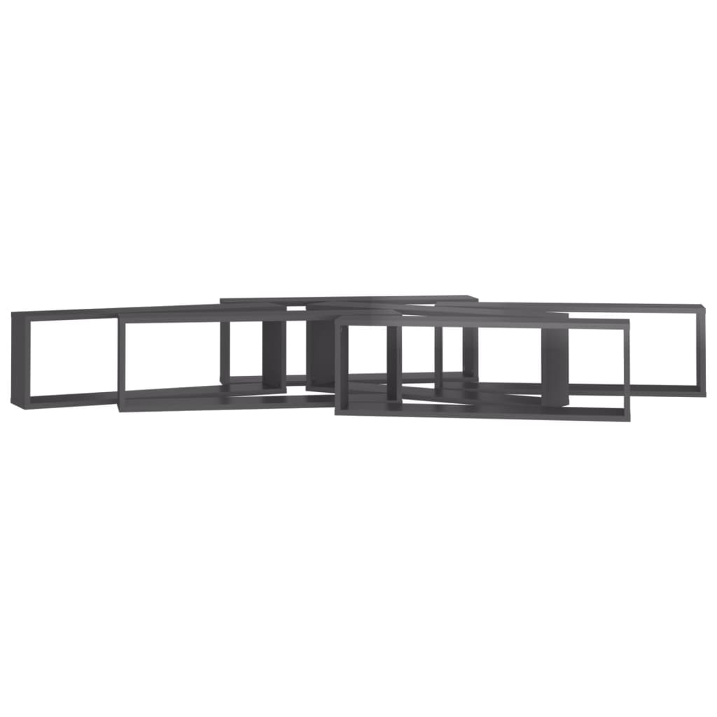 Würfelregale 6 Stk. Hochglanz-Grau 80x15x26,5 cm Holzwerkstoff