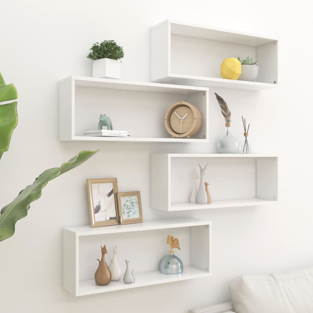 Cube shelves 4 pcs. White 60x15x23 cm wood material