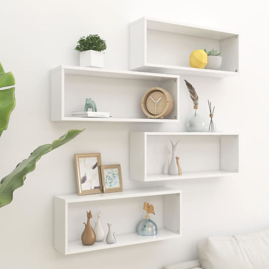 Étagères cubiques, lot de 4, blanc, 60 x 15 x 23 cm, en bois