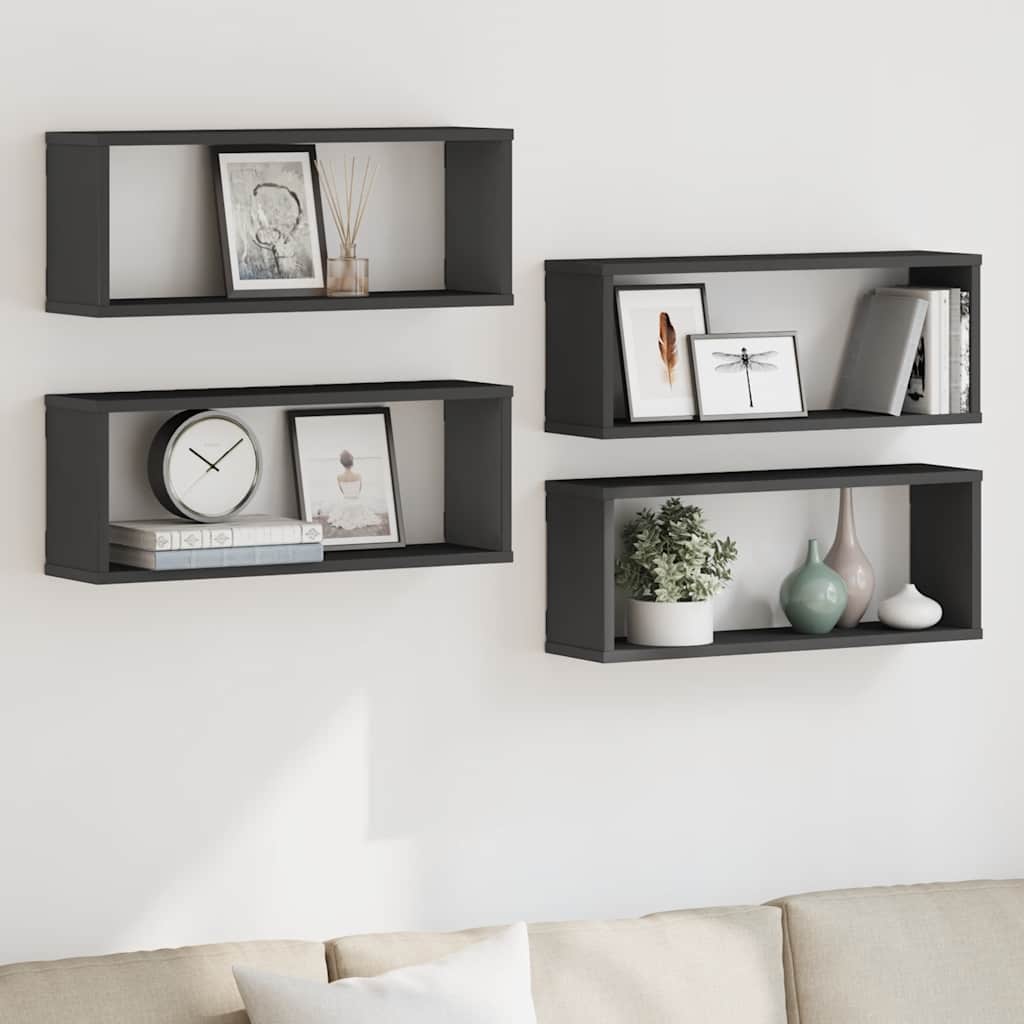 Würfelregale 4 Stk. Grau 60x15x23 cm Holzwerkstoff
