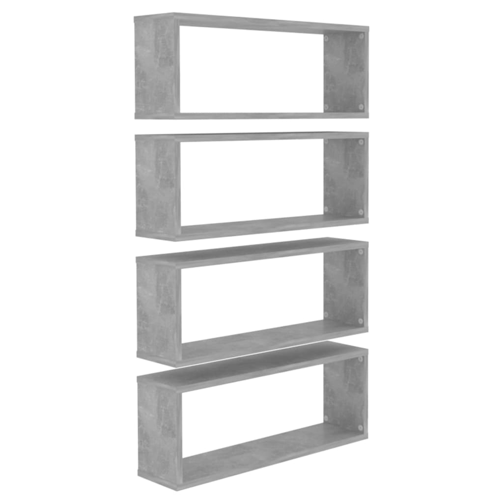 Cube shelves 4 pcs. Concrete grey 60x15x23 cm wood material
