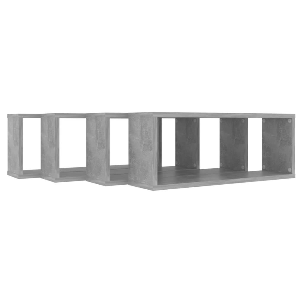 Cube shelves 4 pcs. Concrete grey 60x15x23 cm wood material