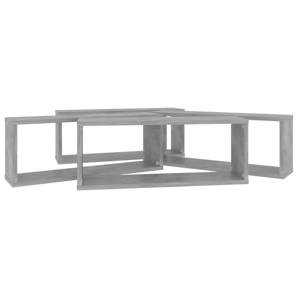 Cube shelves 4 pcs. Concrete grey 60x15x23 cm wood material