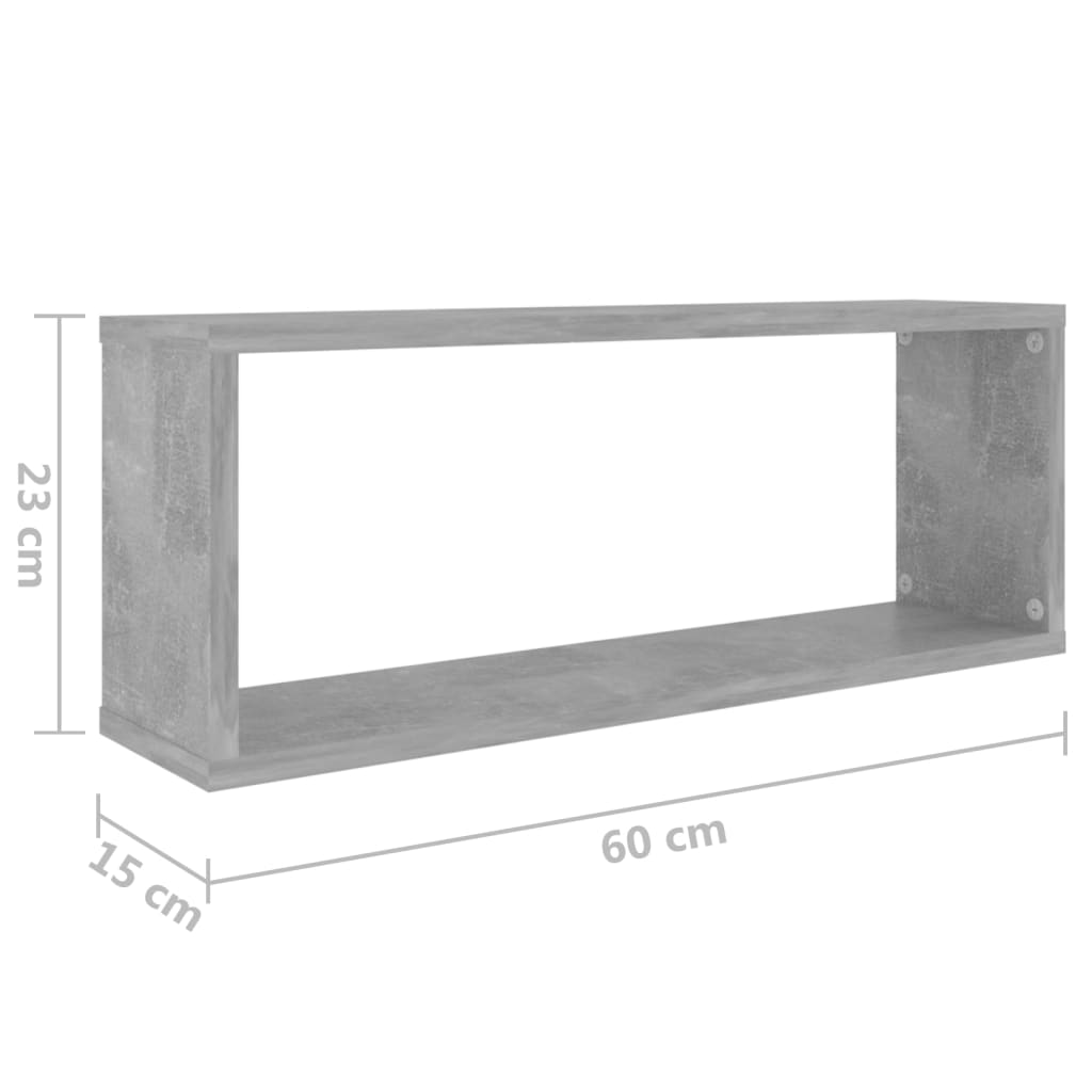 Cube shelves 4 pcs. Concrete grey 60x15x23 cm wood material