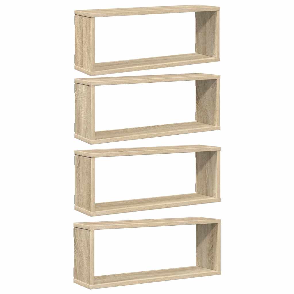 Würfelregale 4Stk. Weiß & Sonoma-Eiche 60x15x23cm Holzwerkstoff