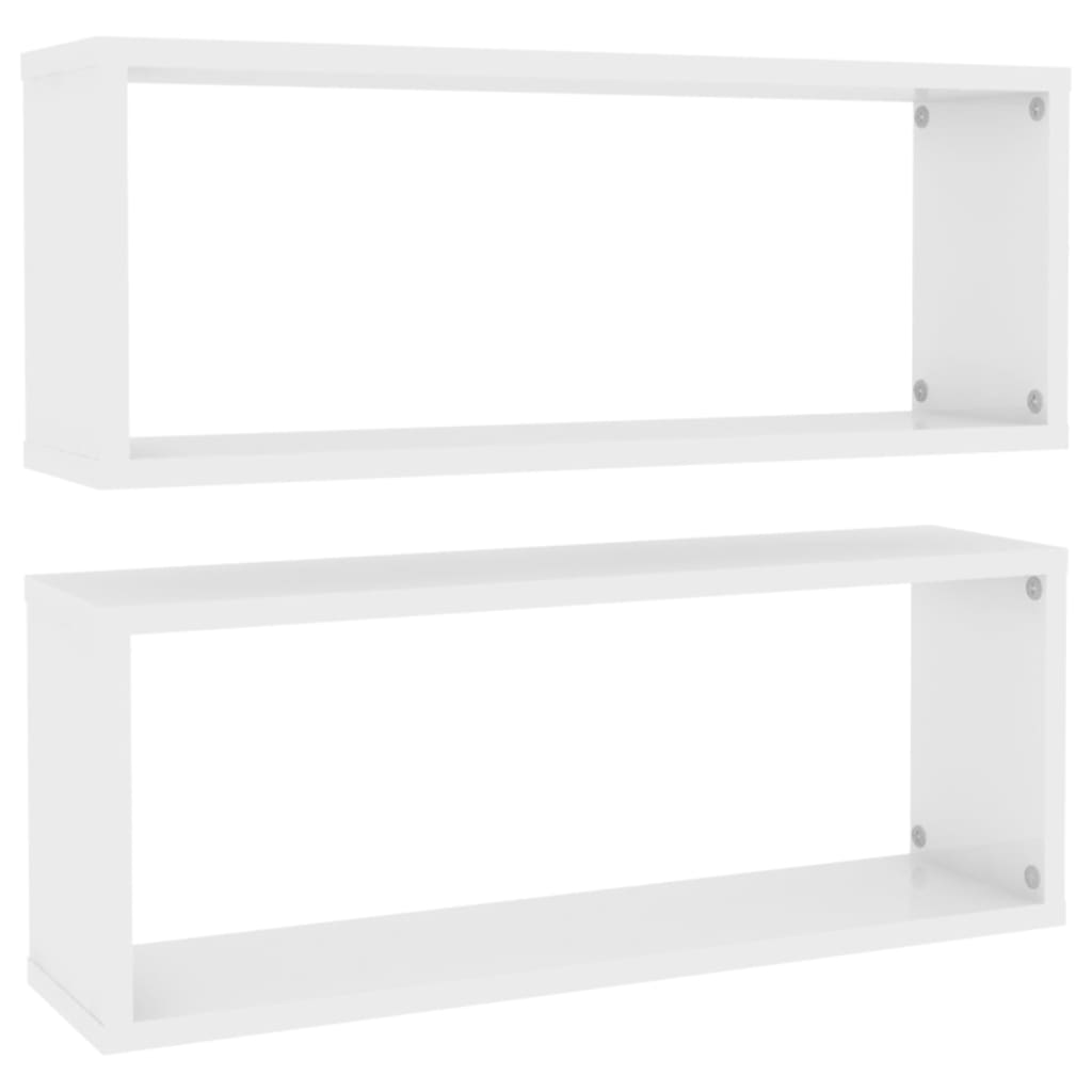 Cube shelves 2 pcs. High gloss white 60x15x23 cm wood material