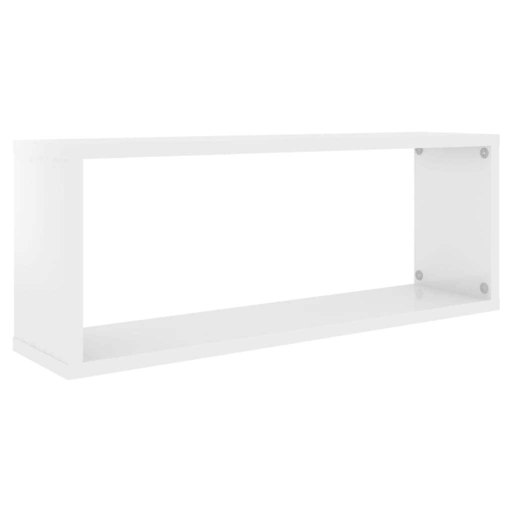Cube shelves 2 pcs. High gloss white 60x15x23 cm wood material