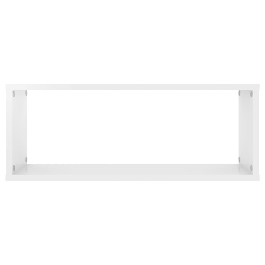 Cube shelves 2 pcs. High gloss white 60x15x23 cm wood material