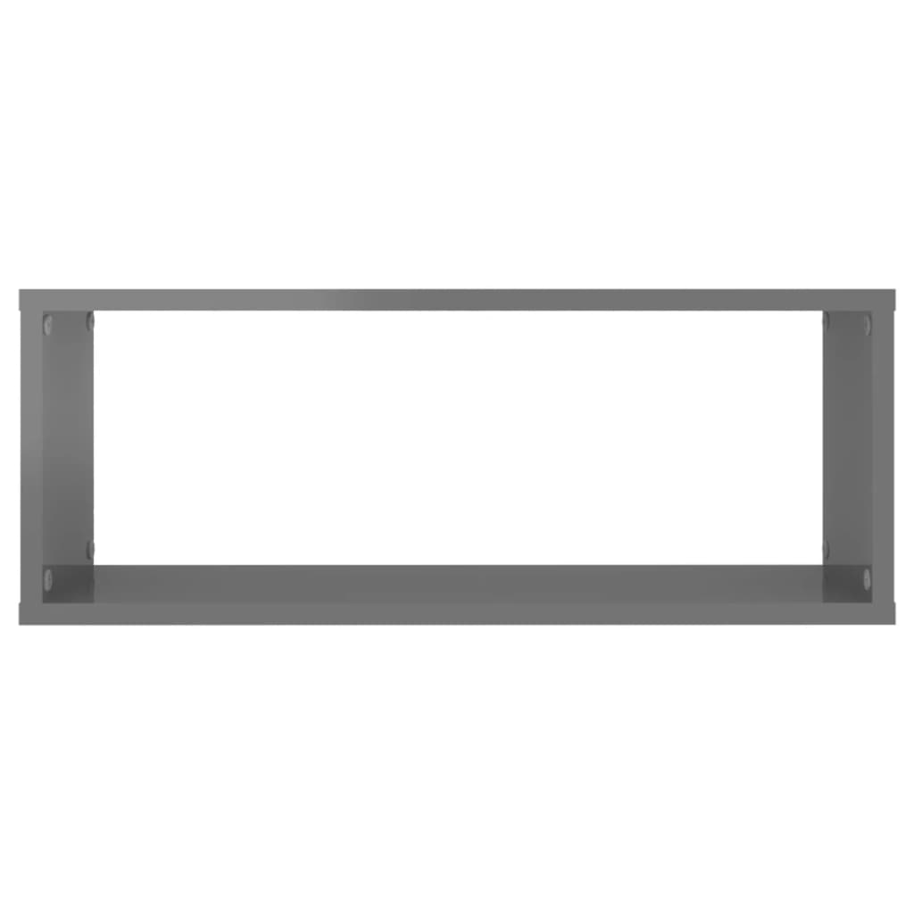 Cube shelves 2 pcs. High-gloss grey 60x15x23 cm wood-based material