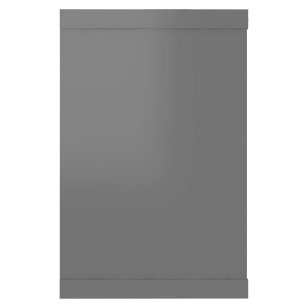 Cube shelves 2 pcs. High-gloss grey 60x15x23 cm wood-based material