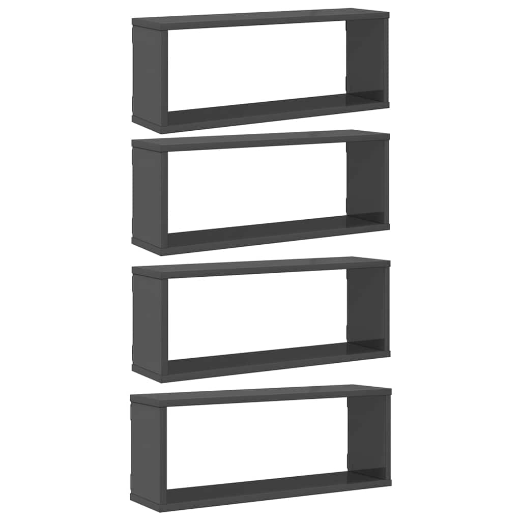 Würfelregale 4 Stk. Hochglanz-Grau 60x15x23 cm Holzwerkstoff