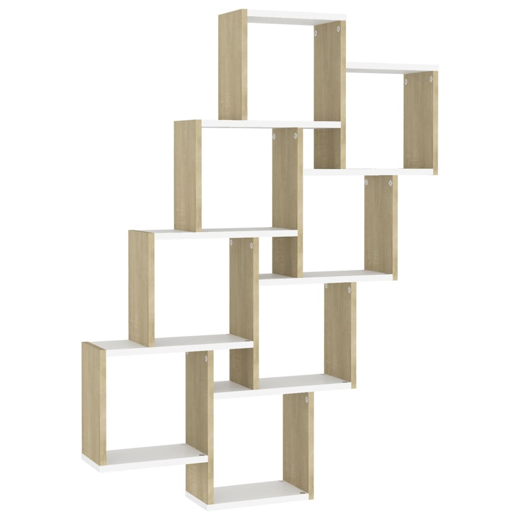 Würfelregal Weiß Sonoma-Eiche 90x15x119 cm Holzwerkstoff