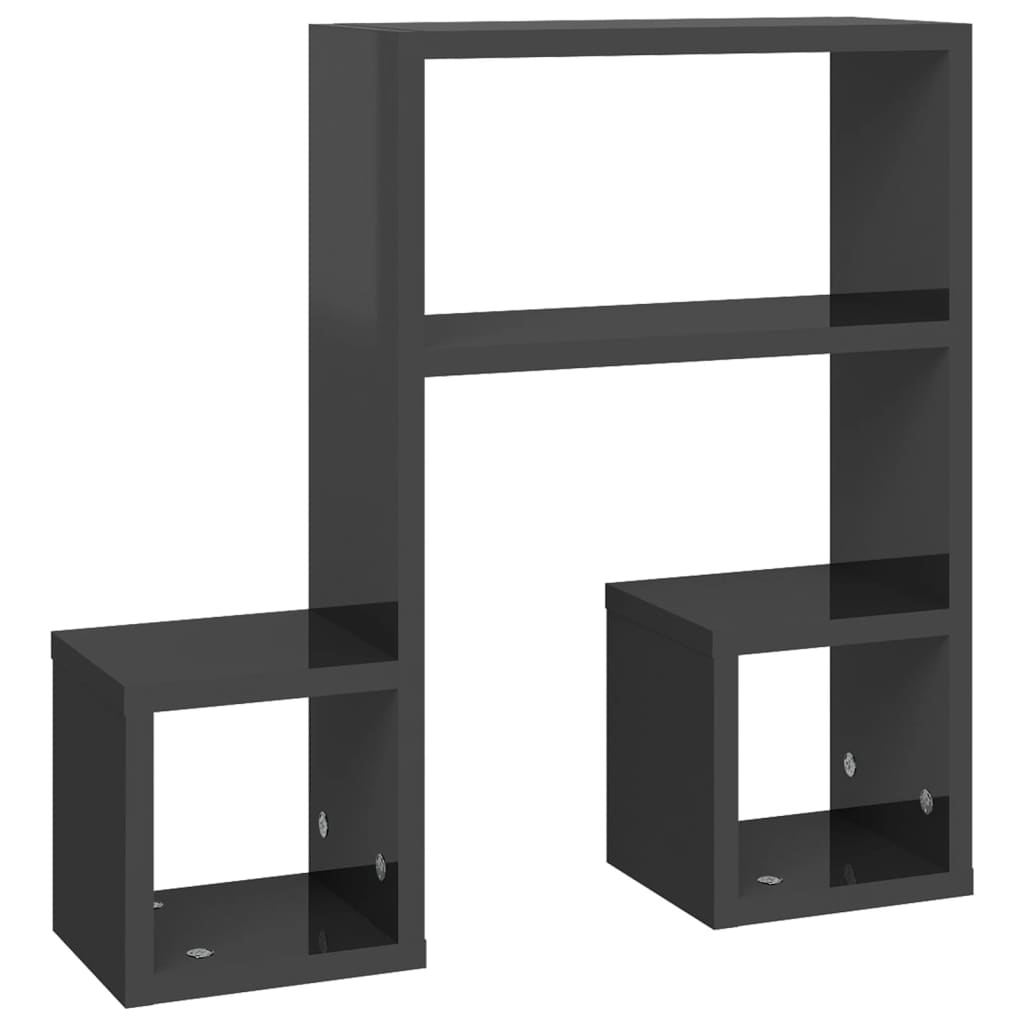Wall shelves 2 pcs. High gloss grey 50x15x50 cm wood material