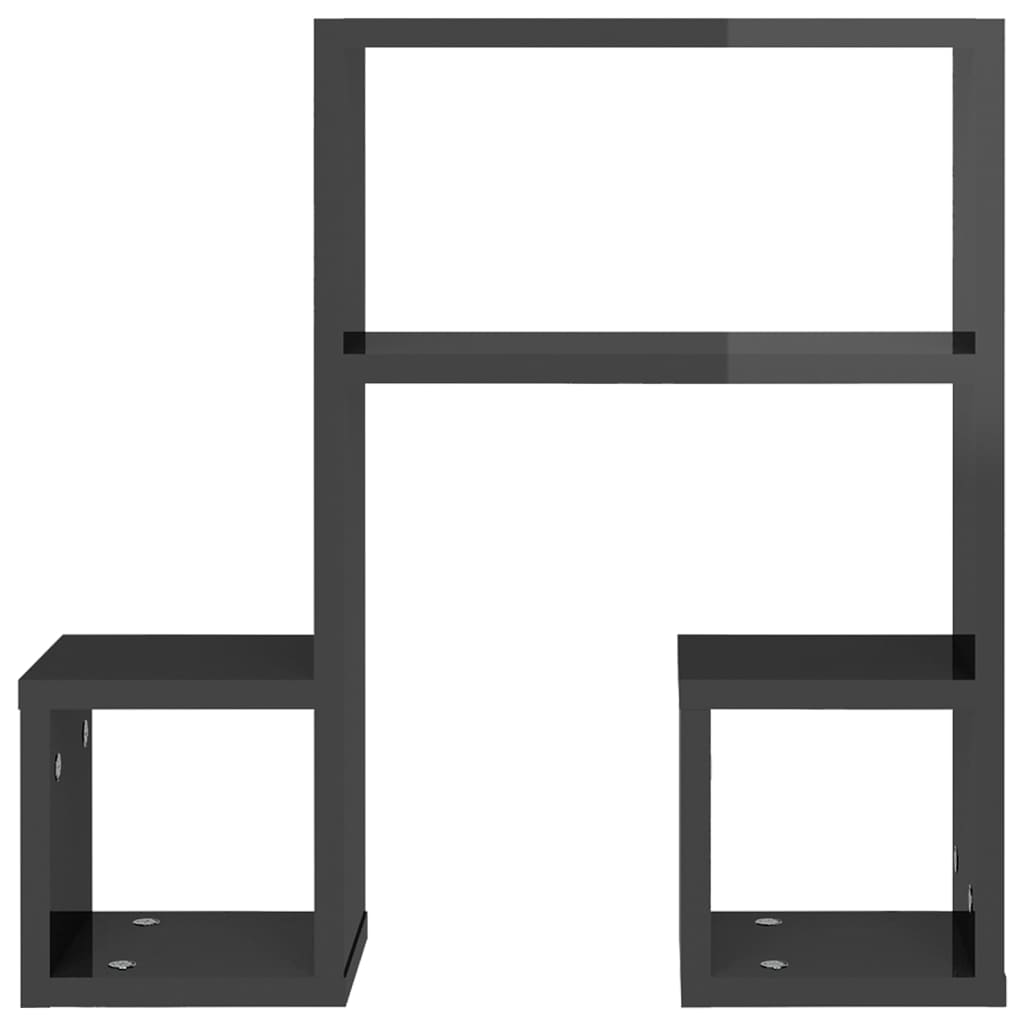 Wall shelves 2 pcs. High gloss grey 50x15x50 cm wood material