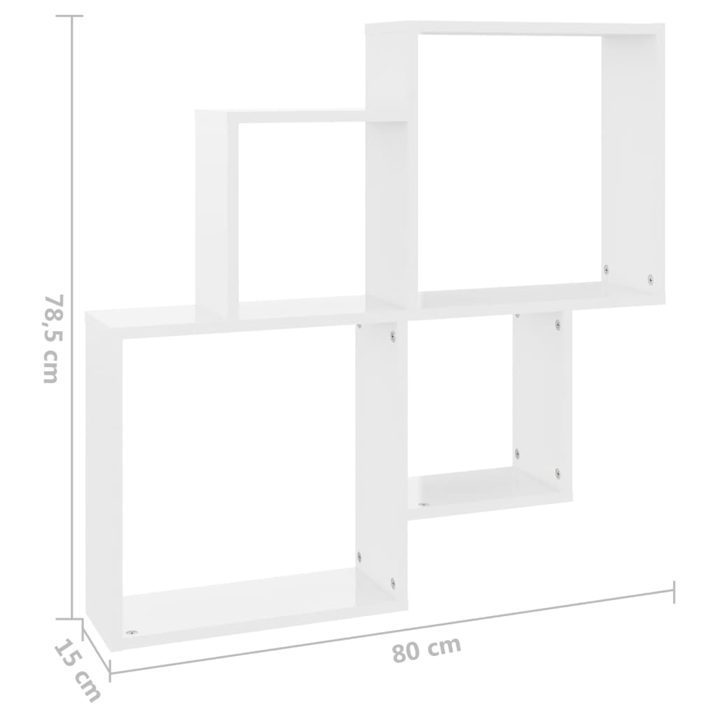 Cube shelf high-gloss white 80x15x78.5 cm wood-based material