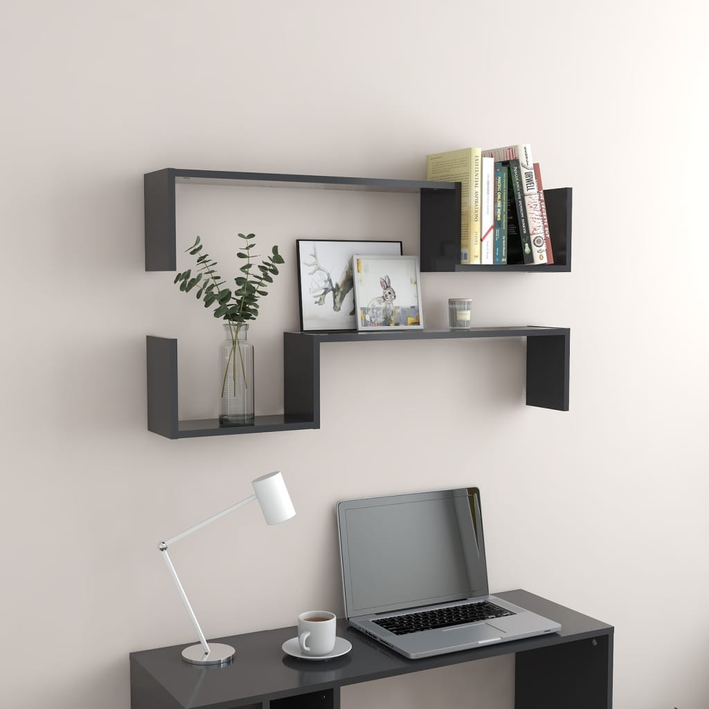 Wandregale 2 Stk. Grau 100x15x20 cm Holzwerkstoff