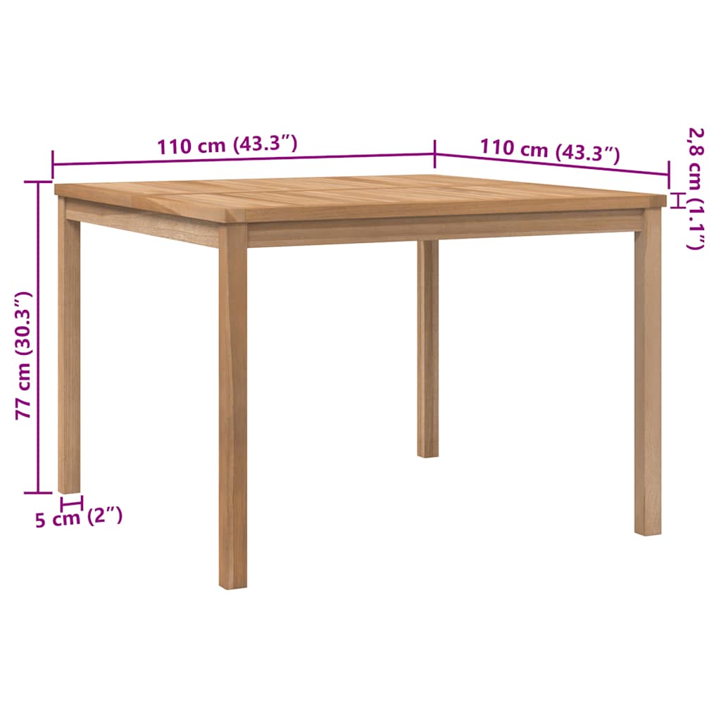 Garten-Esstisch 110x110x77 cm Massivholz Teak