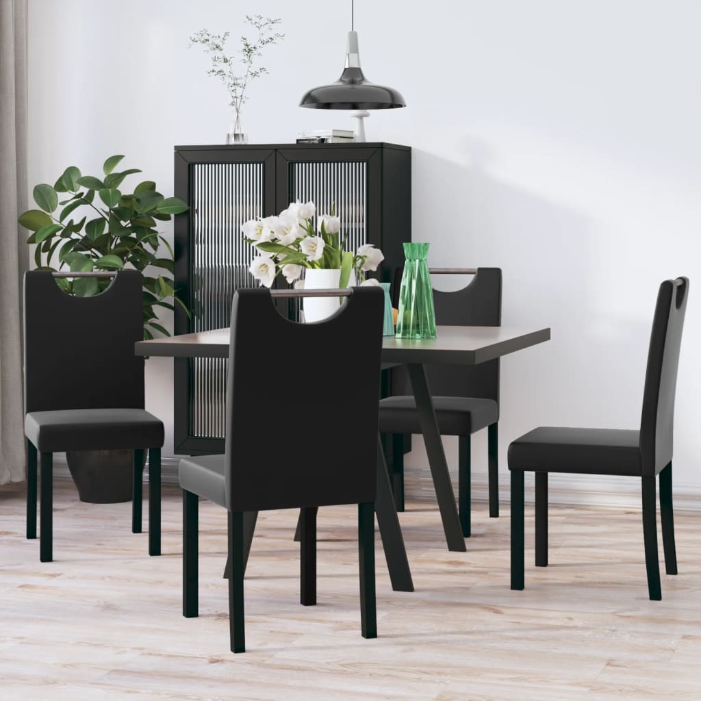 Esszimmerstühle 4 Stk. Schwarz Kunstleder