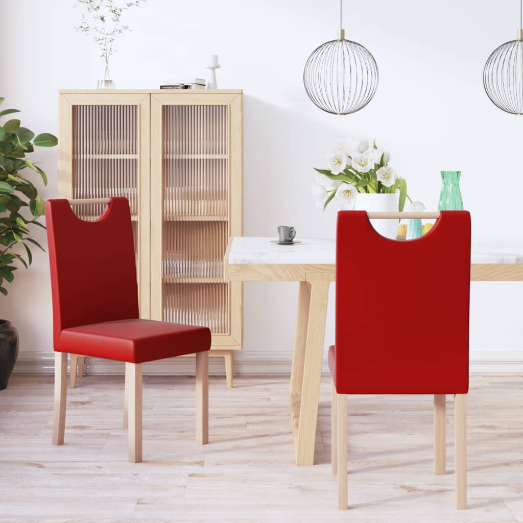 Esszimmerstühle 2 Stk. Weinrot Kunstleder