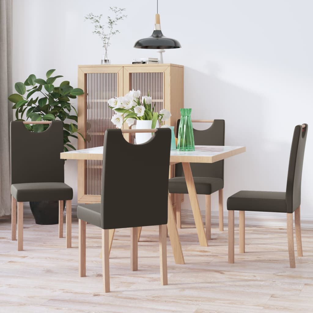 Esszimmerstühle 4 Stk. Grau Kunstleder