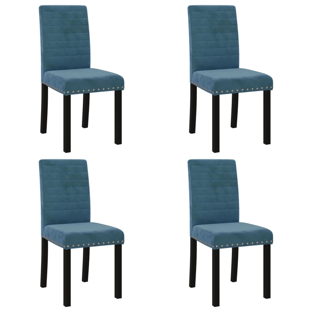 Esszimmerstühle 4 Stk. Blau Samt