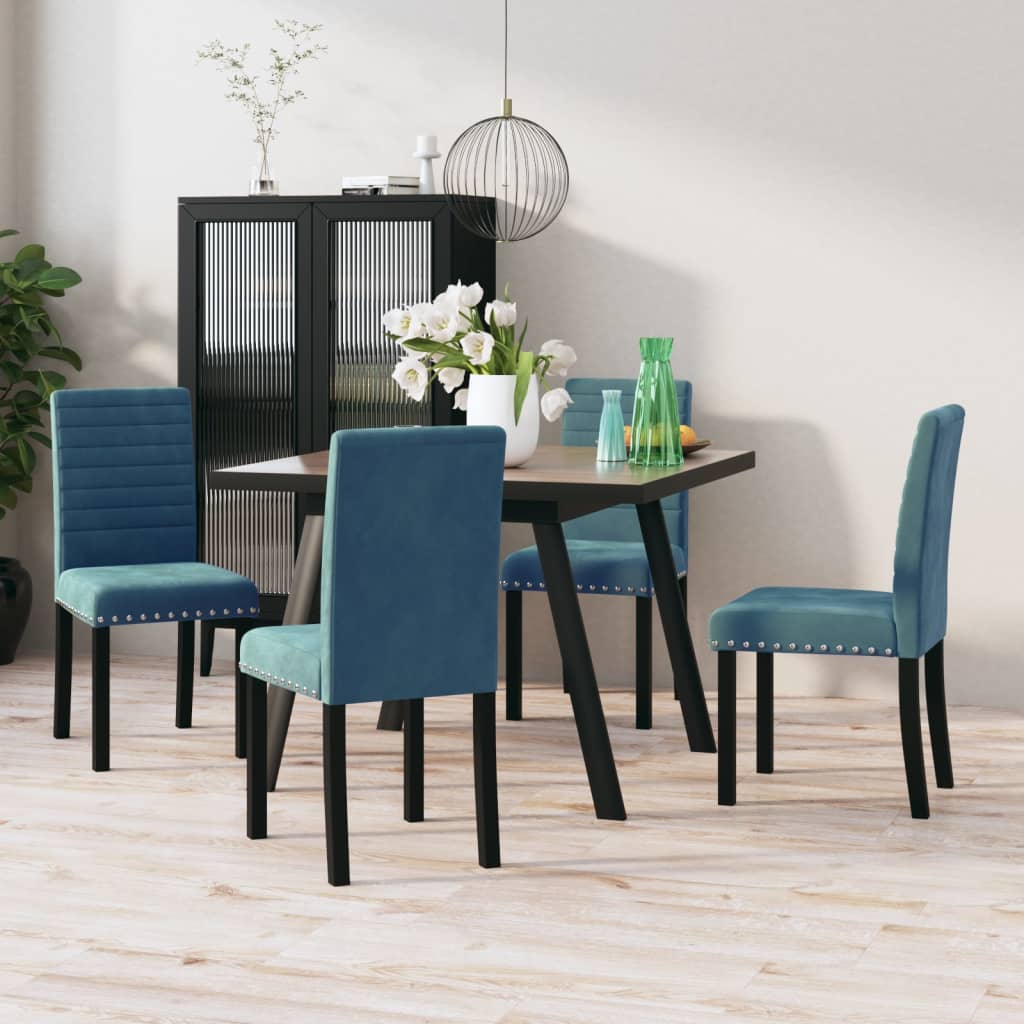 Esszimmerstühle 4 Stk. Blau Samt