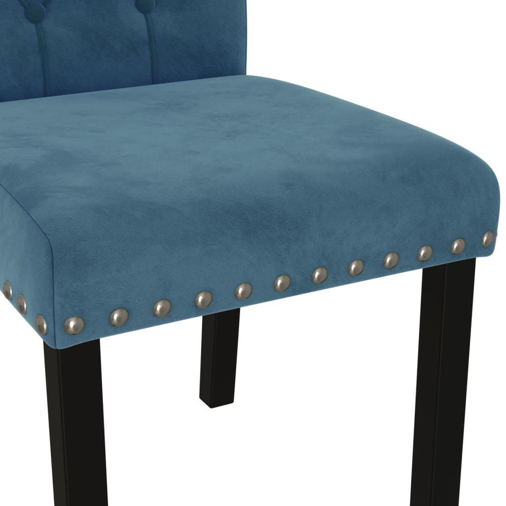 Esszimmerstühle 4 Stk. Blau Samt