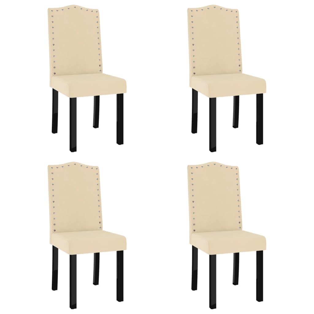 Esszimmerstühle 4 Stk. Creme Samt
