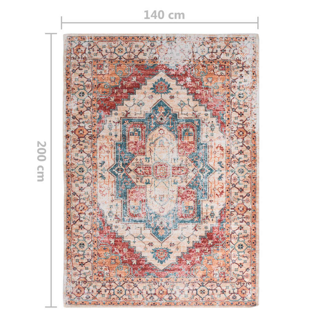 Teppich Bedruckt Waschbar Faltbar Bunt 140x200 cm Polyester