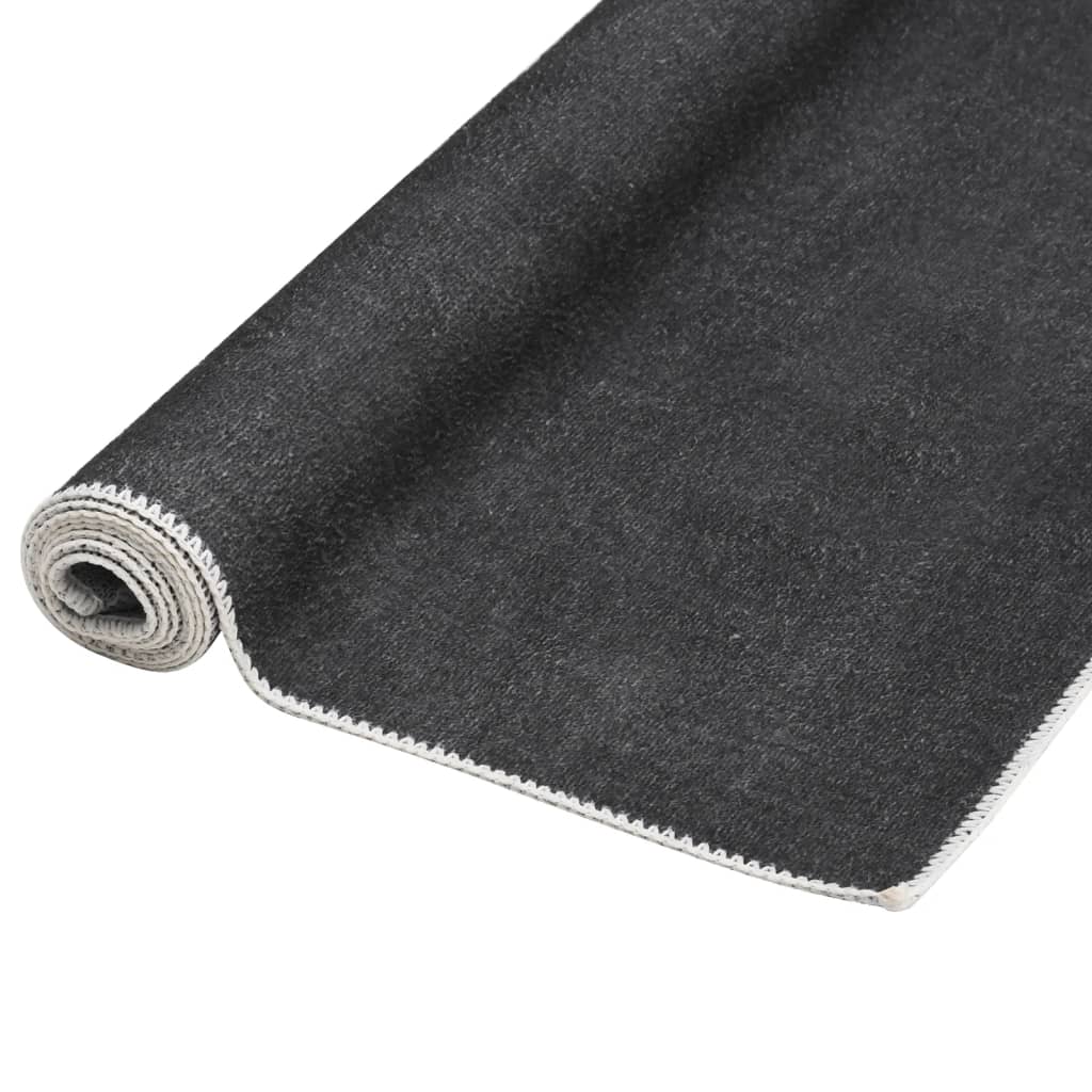 Teppichläufer Waschbar Faltbar Anthrazit 100x300 cm Polyester