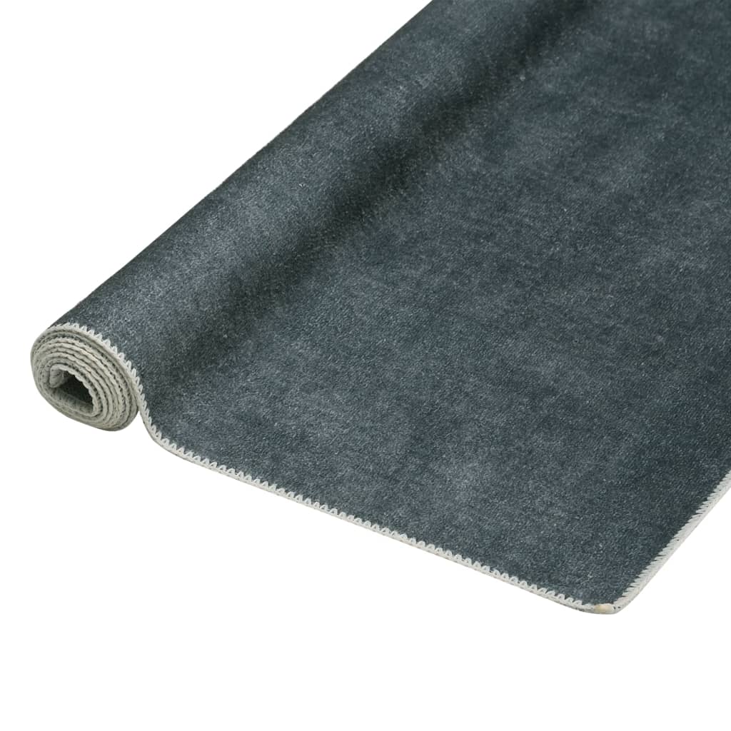 Teppichläufer Waschbar Faltbar Grau 60x300 cm Polyester