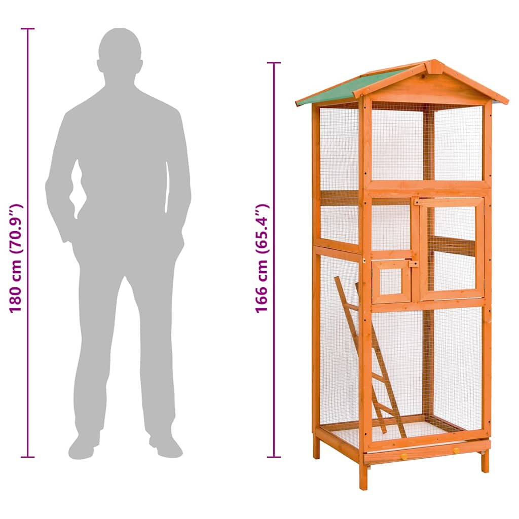 Vogelkäfig 68x62x166 cm Massivholz Fichte