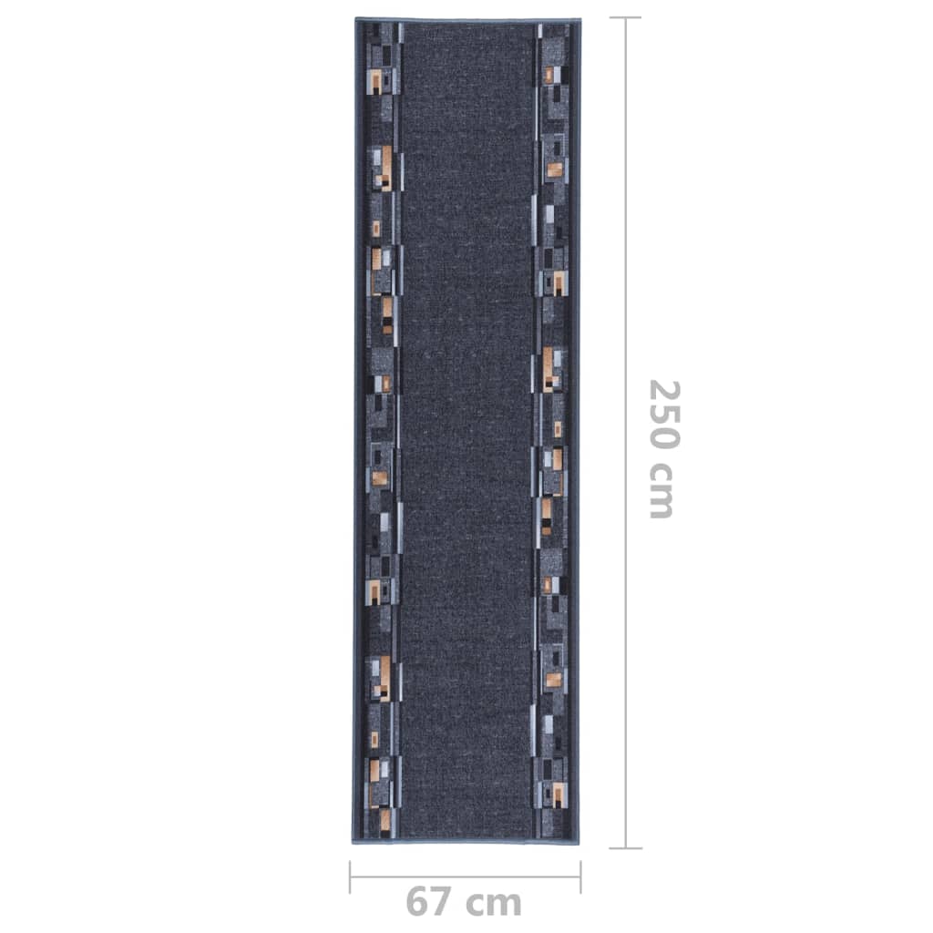 Teppichläufer Anthrazit 67x250 cm Rutschfest