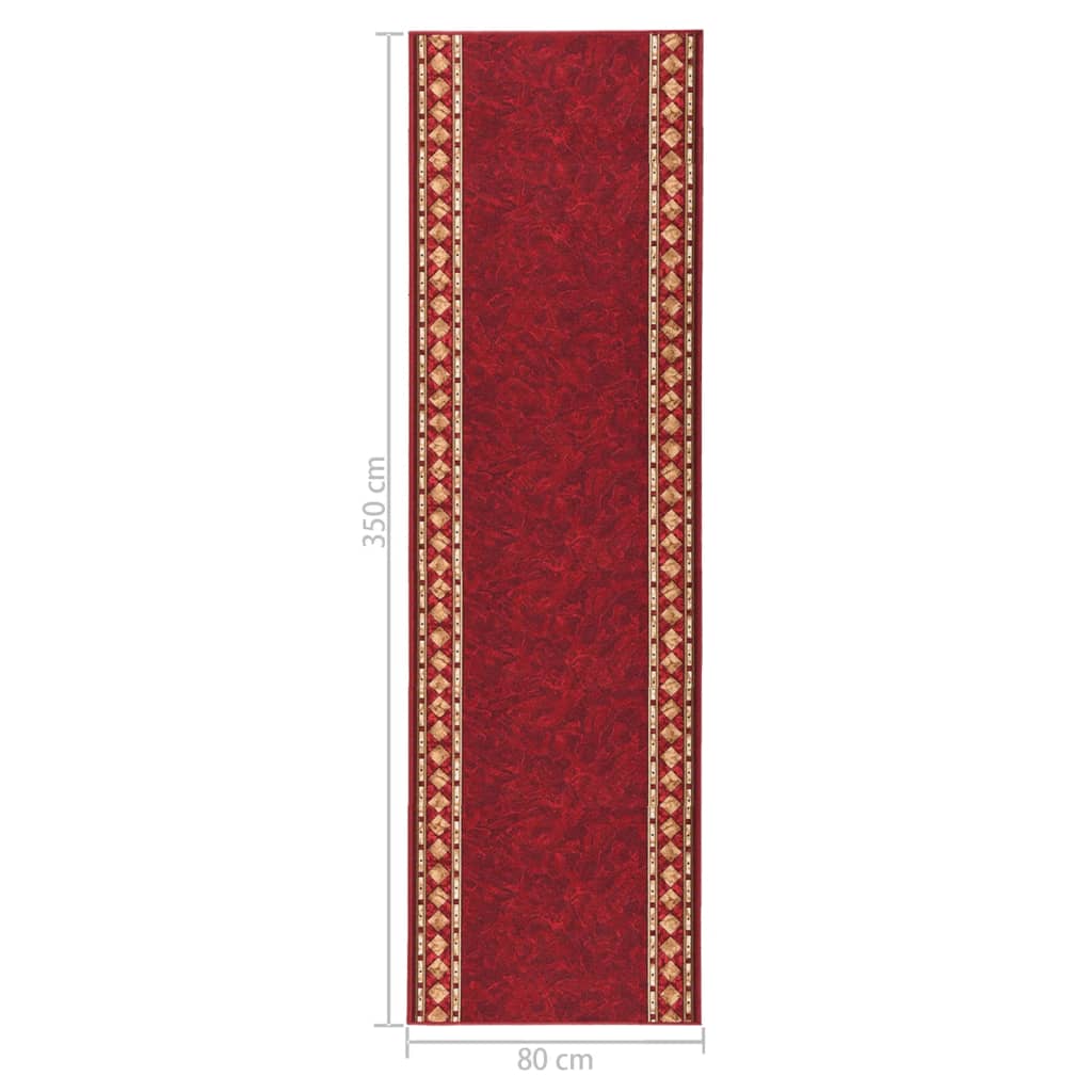 Teppichläufer Rot 80x350 cm Rutschfest