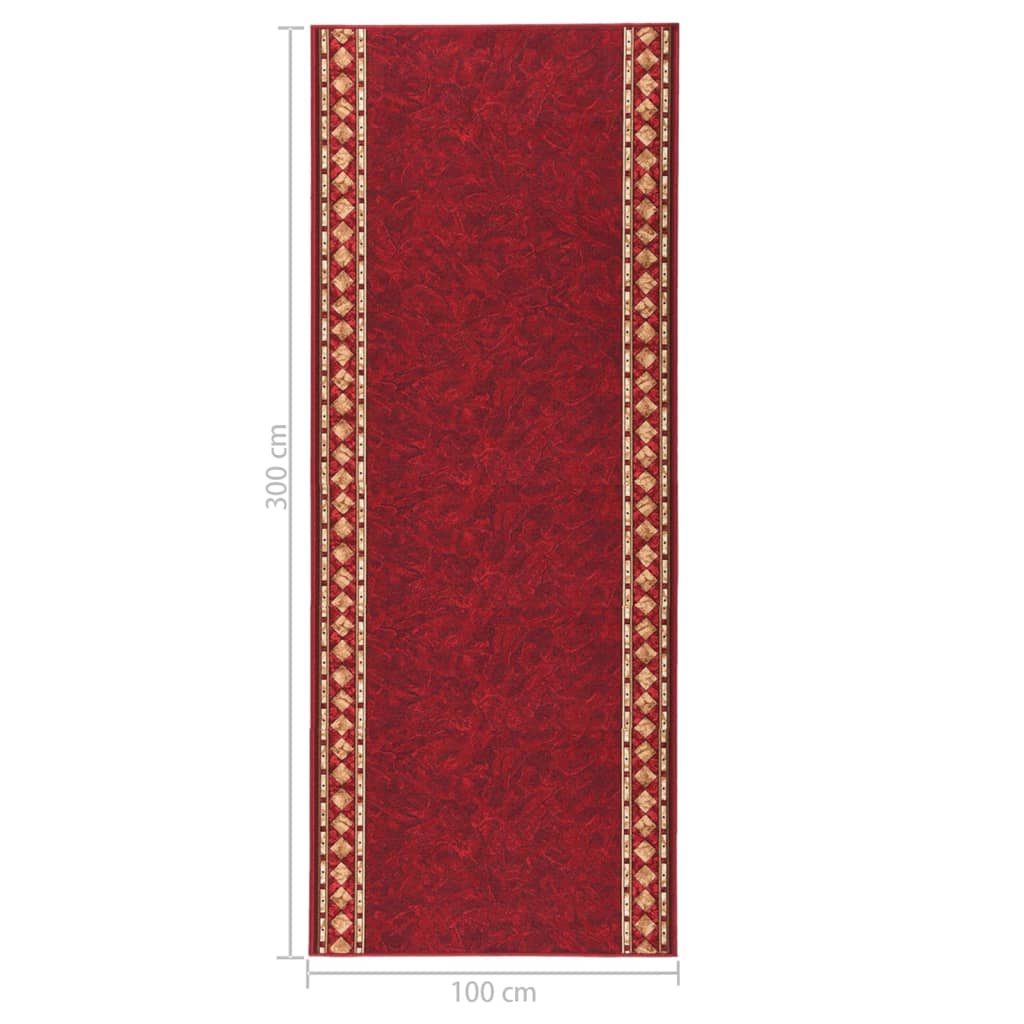 Teppichläufer Rot 100x300 cm Rutschfest