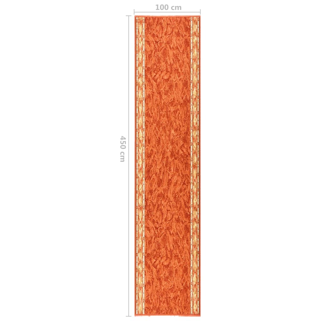 Teppichläufer Terrakottarot 100x450 cm Rutschfest