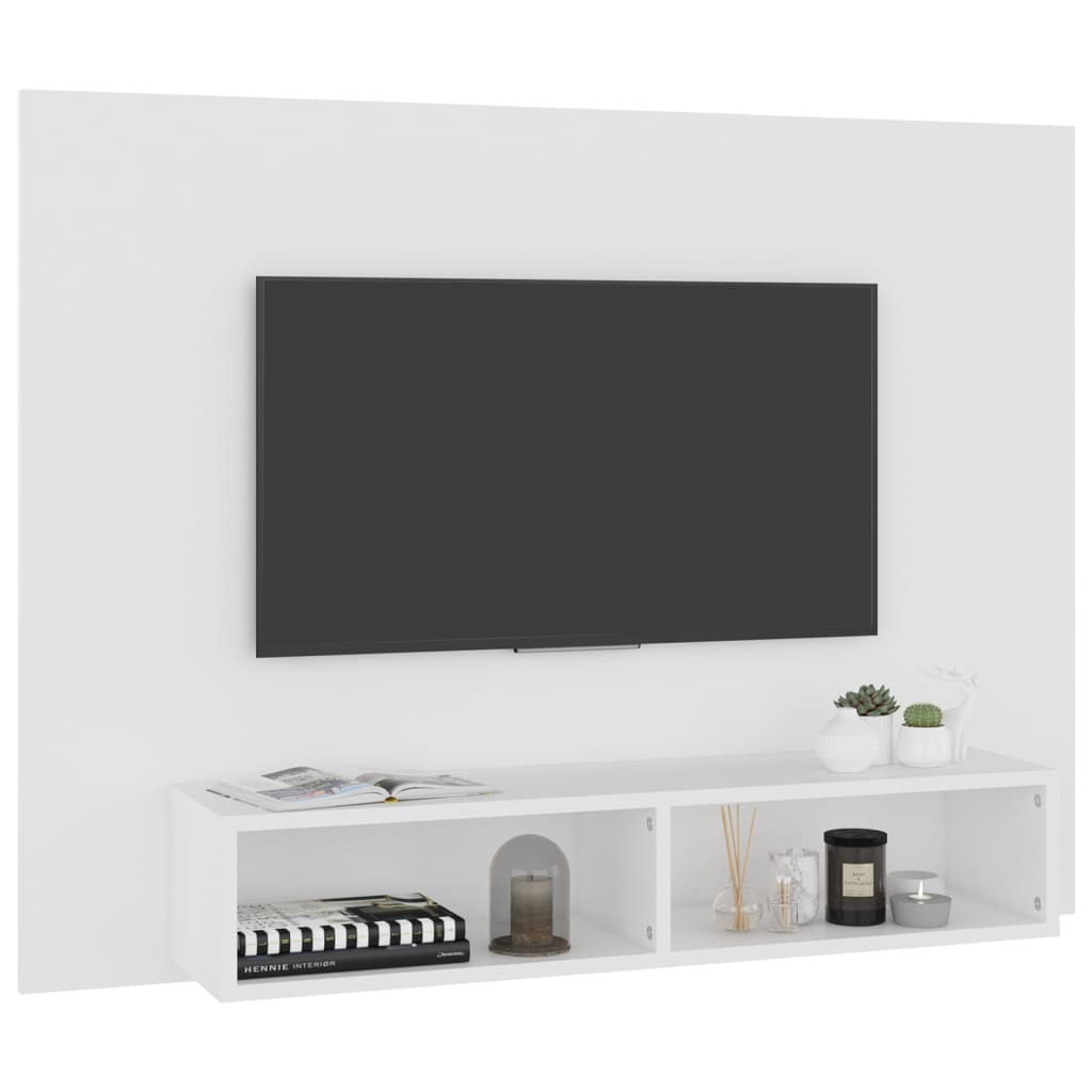 Meuble TV mural blanc 120x23,5x90 cm en matériau à base de bois