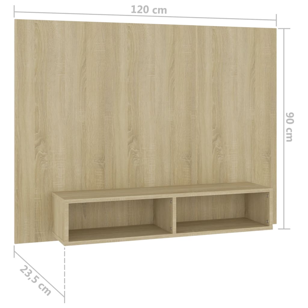Meuble TV mural en chêne Sonoma 120x23,5x90 cm, matériau à base de bois