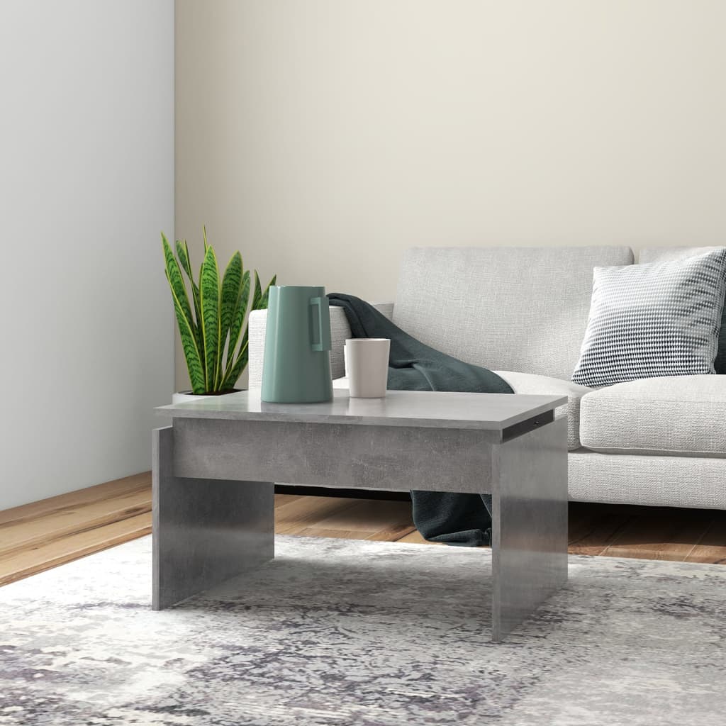 Table basse gris béton 68x50x38 cm en bois