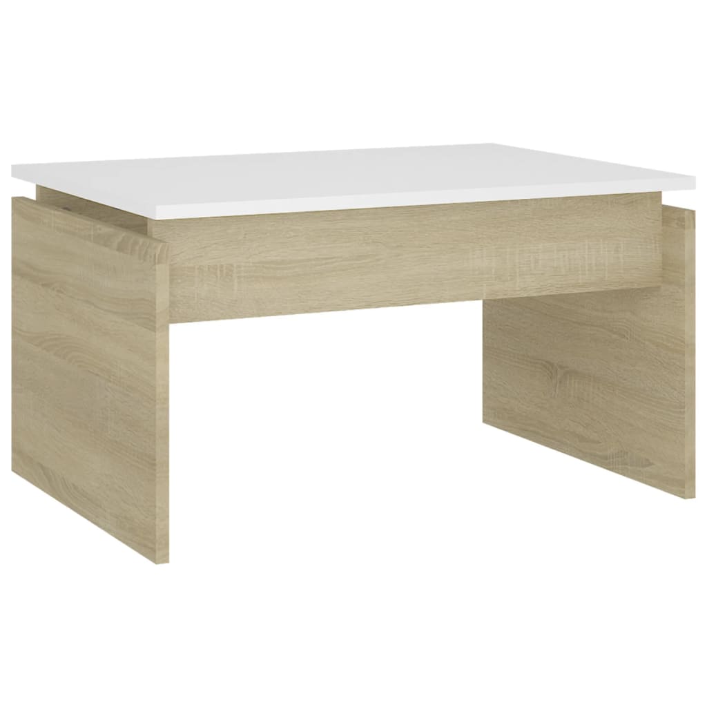 Couchtisch Weiß Sonoma-Eiche 68x50x38 cm Holzwerkstoff
