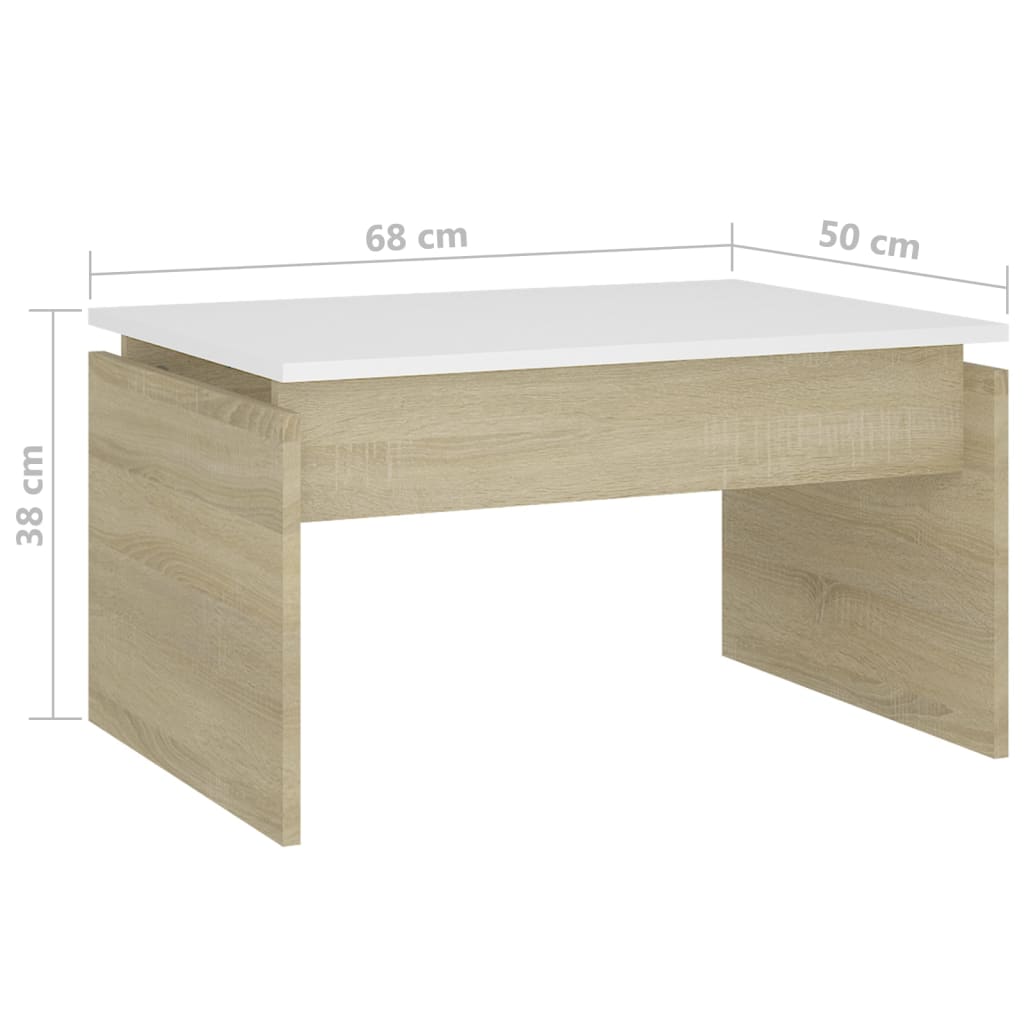 Couchtisch Weiß Sonoma-Eiche 68x50x38 cm Holzwerkstoff