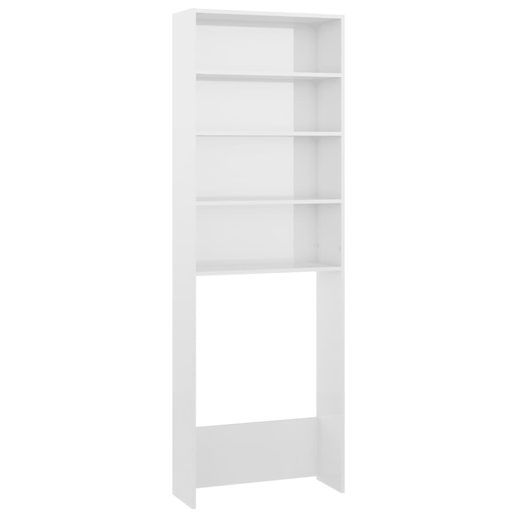 Washing machine cabinet high-gloss white 64x24x190 cm