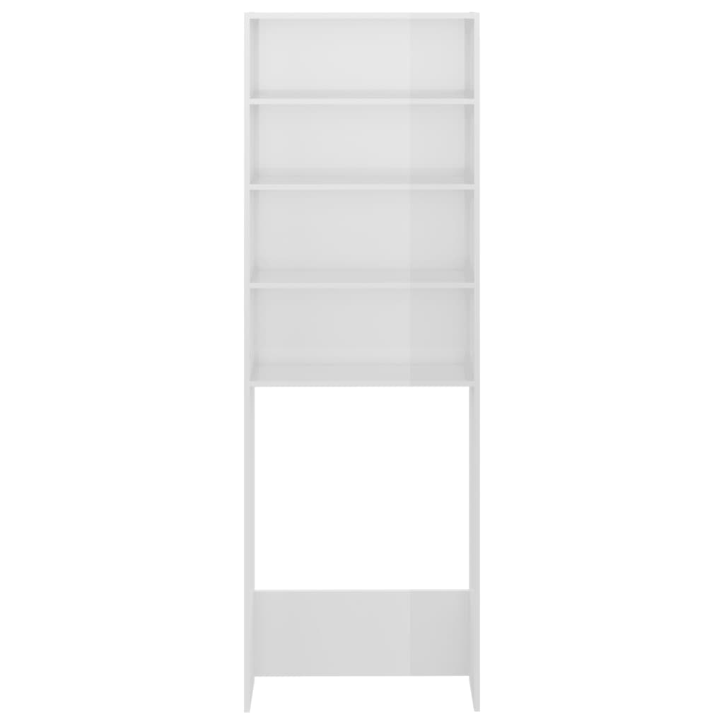 Washing machine cabinet high-gloss white 64x24x190 cm