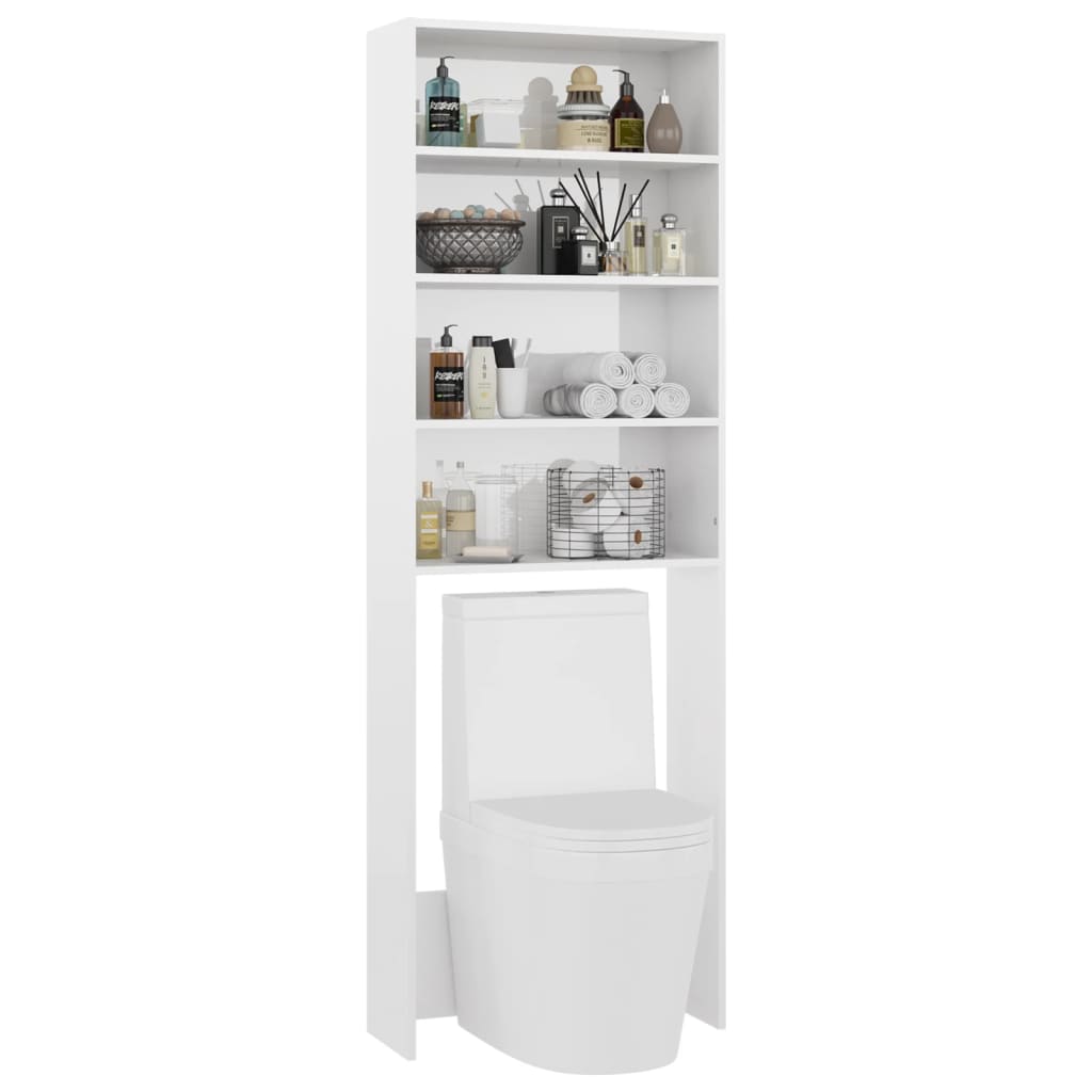 Washing machine cabinet high-gloss white 64x24x190 cm