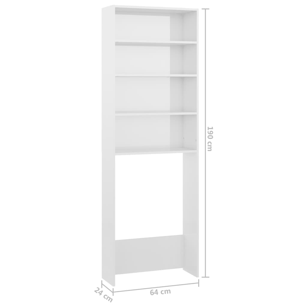 Washing machine cabinet high-gloss white 64x24x190 cm