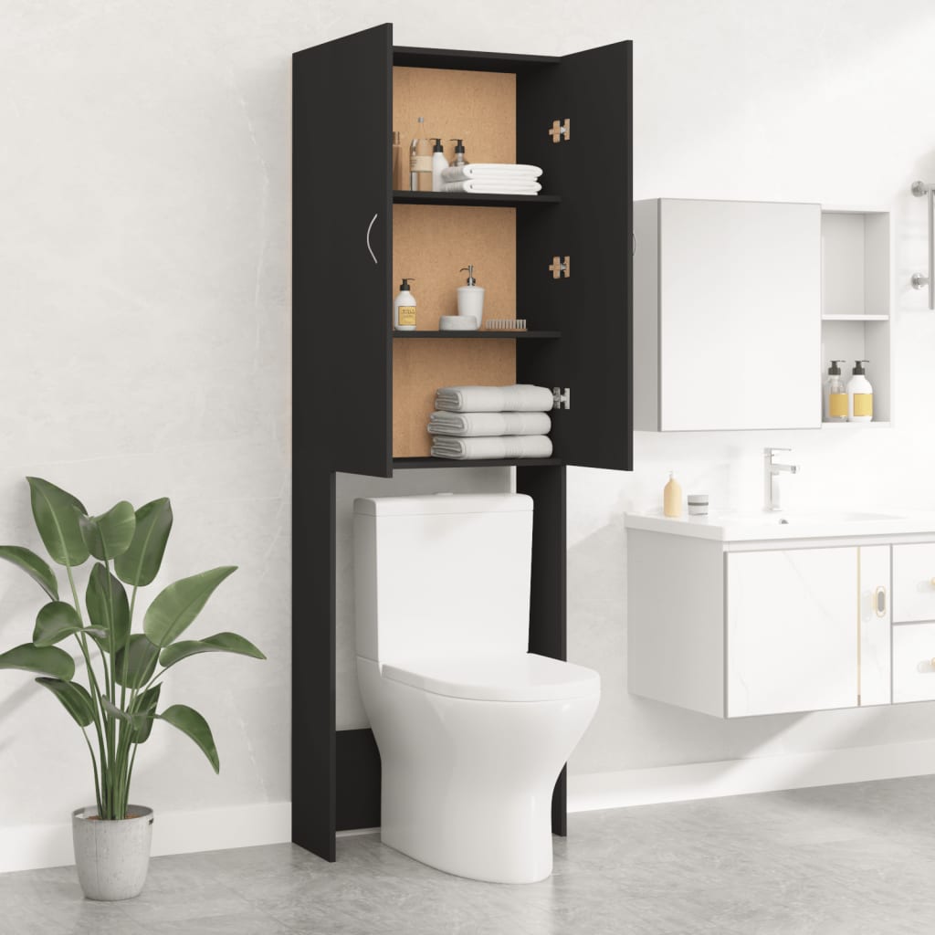 Meuble lave-linge noir 64x25,5x190 cm