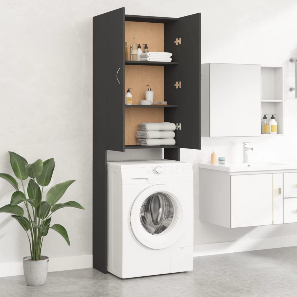Waschmaschinenschrank Grau 64x25,5x190 cm
