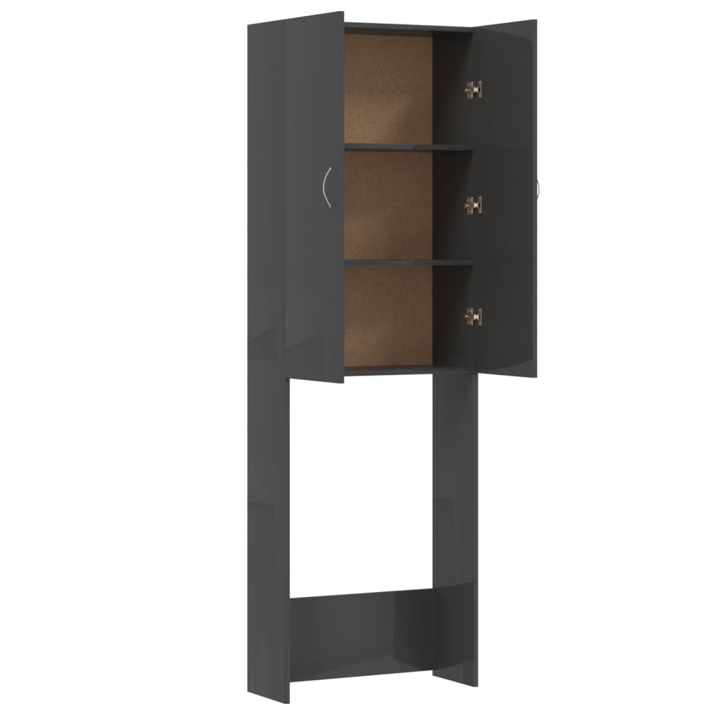 Waschmaschinenschrank Hochglanz-Grau 64x25,5x190 cm