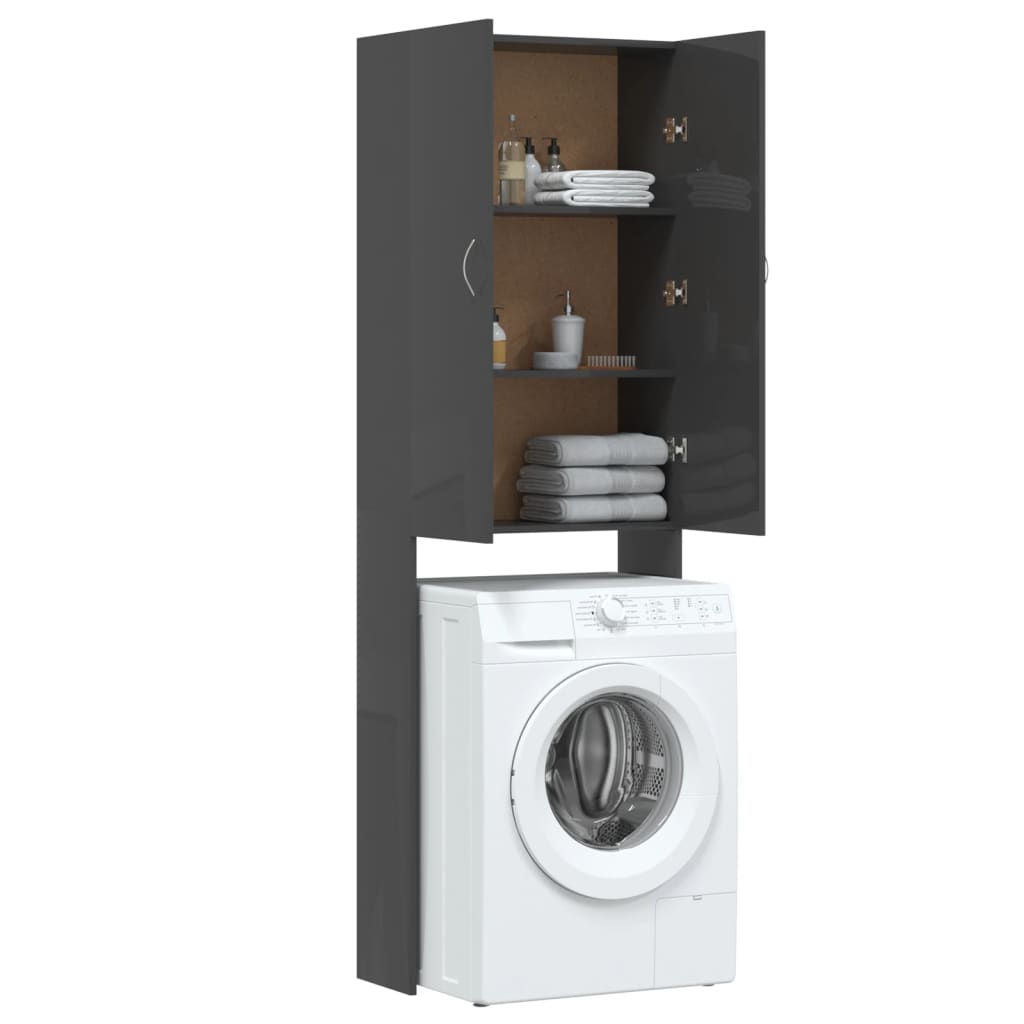 Waschmaschinenschrank Hochglanz-Grau 64x25,5x190 cm